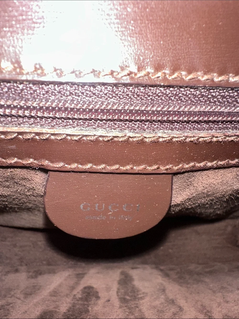 Gucci Dark Brown Leather wristlet with Silver-Tone Lock Strap and Key